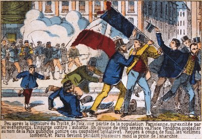 A párizsi kommün megalapításához vezető felkelés, 1871. alkotó: Unbekannt
