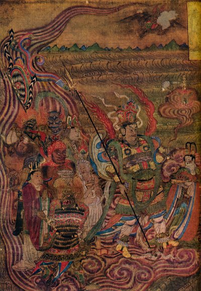 Vaishravana utazik át a hullámokon, az Ezer Buddha barlangjaiból, c900 alkotó: Unbekannt