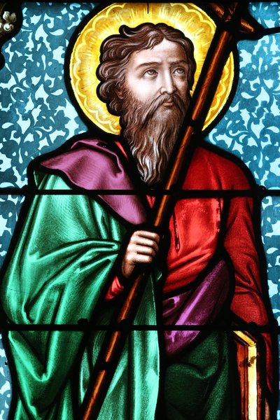 Vault de Lugny templom. Ólomüveg ablak. Szent Fülöp apostol. Franciaország alkotó: Unbekannt