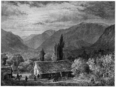 Kilátás a Cordillera völgyében, Chile, 1877 alkotó: Unbekannt