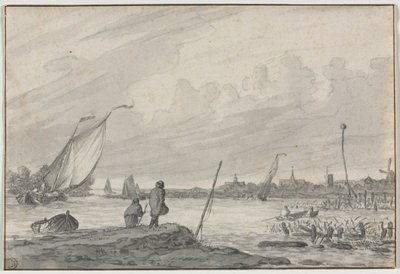 Alkmaar kilátása csónakokkal, 1600-as évek. alkotó: Unbekannt