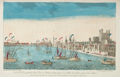 Kilátás a London Bridge-re és a Towerre, 18. század. alkotó: Unbekannt