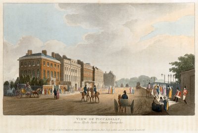 Piccadilly kilátása a Hyde Park Corner Turnpike-ból, London, 1810 alkotó: Unbekannt