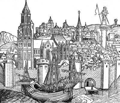 Kilátás az erődvárosra, 1493 alkotó: Unbekannt