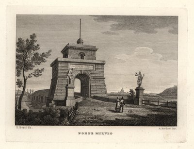 Kilátás a Milvian (vagy Mulvian) hídra, Ponte Milvio, Róma alkotó: Unbekannt