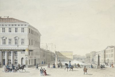 Kilátás a Moika rakpartra a Rendőrhídról, 1839 alkotó: Unbekannt