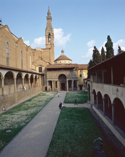 Kilátás a Pazzi-kápolnára, a homlokzatra és a Campanile-ra (fotó) alkotó: Unbekannt