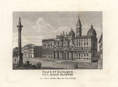 Kilátás a Piazza e Basilica di Santa Maria Maggiore-ra, a térre és a Szent Mária-templomra a Mária oszloppal, Róma alkotó: Unbekannt
