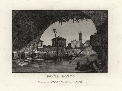 Kilátás a törött Ponte Rotto-ra, Pons Aemiliusra, a Tiberis folyóban, Róma alkotó: Unbekannt