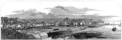 Kilátás Auckland városára, Új-Zélandra, az új kereskedelmi rakparttal, 1860 alkotó: Unbekannt