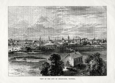 Kilátás Melbourne városára, Victoria, Ausztrália, 1877 alkotó: Unbekannt