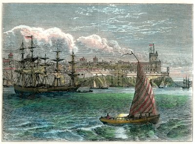 Kilátás San Domingo városára a kikötőből, Dominikai Köztársaság, 1880 alkotó: Unbekannt