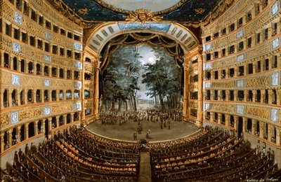 Kilátás a Teatro San Carlo belsejére, Nápoly, 19. század alkotó: Unbekannt