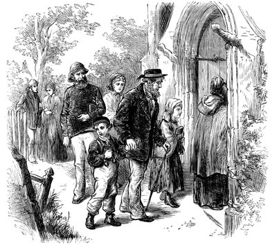Falusiak templomba mennek vasárnap, London, 1872 alkotó: Unbekannt