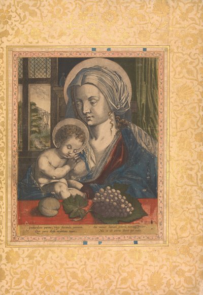 Szűz és gyermek, Folio a Bellini albumból, kb. 1600. alkotó: Unbekannt