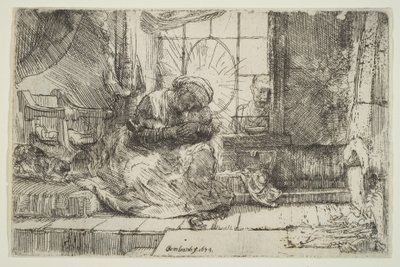 Szűz és gyermek a macskával: és József az ablakban, 1654. alkotó: Unbekannt