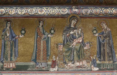 Szűz és gyermek mozaik a Santa Maria in Trastevere templomban, Róma, Olaszország alkotó: Unbekannt