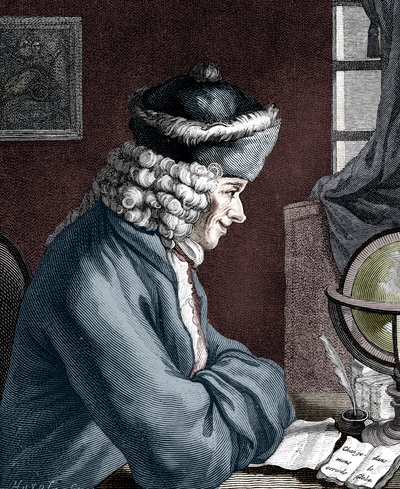 Voltaire, 18. századi francia író, drámaíró, szatirikus és íróember alkotó: Unbekannt