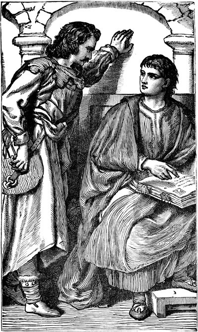 Waldenses misszionárius trubador, aki bemutatja népnyelvű Bibliáját, c1170 alkotó: Unbekannt
