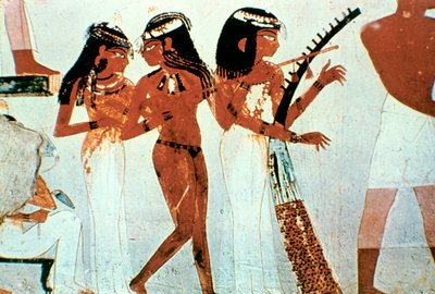 Falfestés, Részlet, Zenészcsoport, Nakht sírja, Théba alkotó: Unbekannt