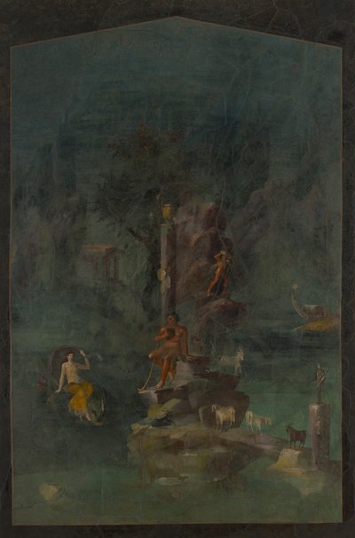 Falfestmény: Polyphemus és Galatea egy tájban, a császári villából..., Kr. e. 1. század. alkotó: Unbekannt