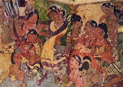 Falfestmény Ajanta barlangjaiból, c480 alkotó: Unbekannt