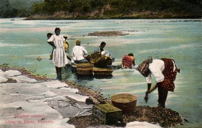 Washerwomen, Charges River, Panama, XX. század eleje alkotó: Unbekannt