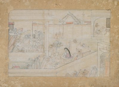 Esküvői előkészületek: fólió egy Nala-Damayanti sorozatból, 1775-1800. alkotó: Unbekannt