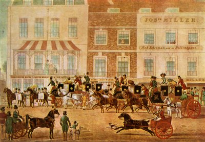 „West Country Mails at the Gloucester Coffee House, Piccadilly”, 1830, 1943. alkotó: Unbekannt
