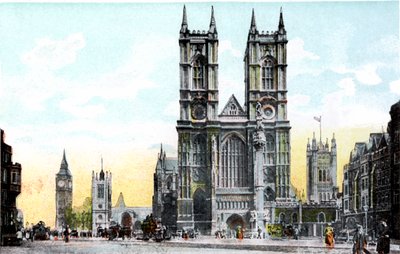 Westminster Abbey és Big Ben, London, XX. század alkotó: Unbekannt