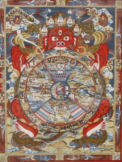 Életkerék vagy Samsara kereke (Mandala). Kopan kolostor, Bhaktapur, Nepál alkotó: Unbekannt