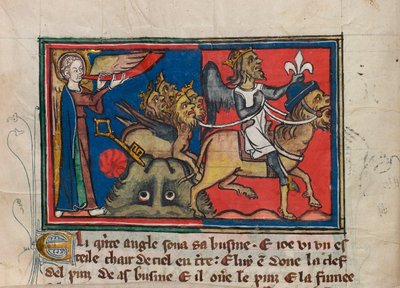 Amikor az ötödik angyal megfújta a trombitáját... Miniatűr: Apocalypse de saint Jean, 1320 körül. alkotó: Unbekannt