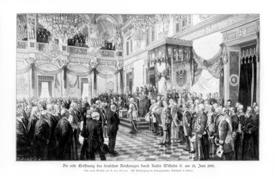 II. Vilmos és a miniszterek a Reichstag megnyitóján 1888. június 25-én, 1900. alkotó: Unbekannt