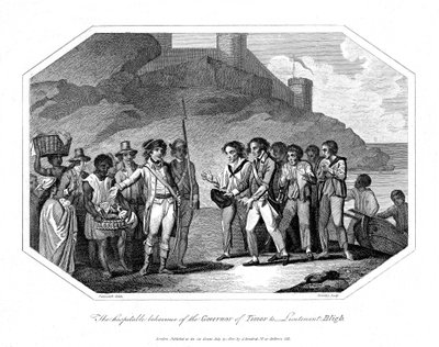 William Bligh brit tengerésztiszt, akit Timor kormányzója fogadott 1789. június 14-én 1802. alkotó: Unbekannt