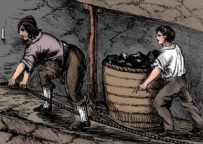 Nő és egy fiú egy szénbányában dolgozik, Bolton, Lancashire, 1848 alkotó: Unbekannt