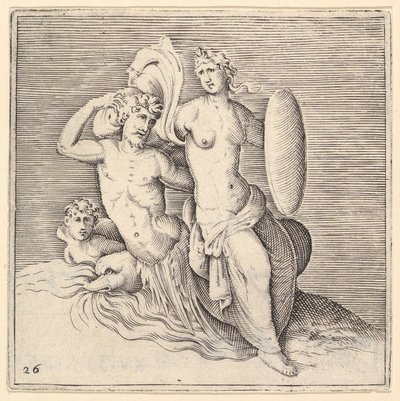 Woman with Shield Seating on Seamonster, megjelent kb. 1599-1622. alkotó: Unbekannt