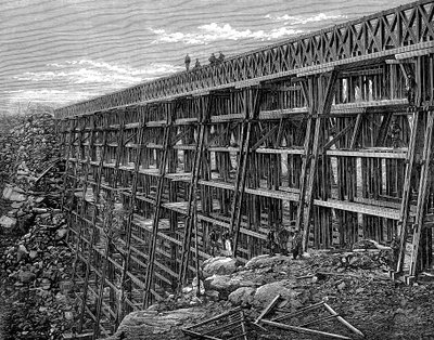 Fa állványos híd a Union Pacific Railroadon, Dale Creek, Wyoming, USA, 1869 alkotó: Unbekannt