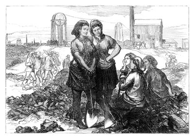 Dolgozó lányok a Wigan Collieries-ben, 19. század végén alkotó: Unbekannt