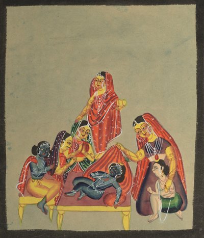 A csecsemő Krisna imádata, 1800-as évek. alkotó: Unbekannt