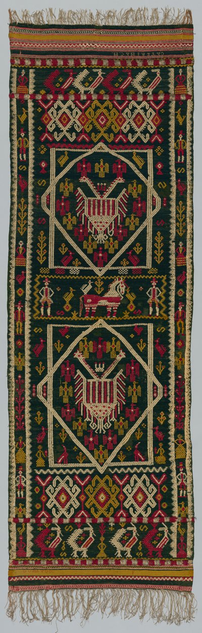 Szőtt ágy- vagy ládahuzat, 1700-as évek. alkotó: Unbekannt