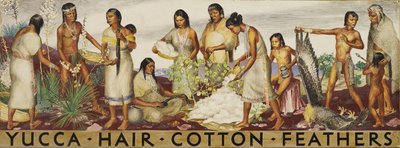 Yucca, haj, pamut, tollak falfestmény tanulmánya, kb. 1933-1943. alkotó: Unbekannt