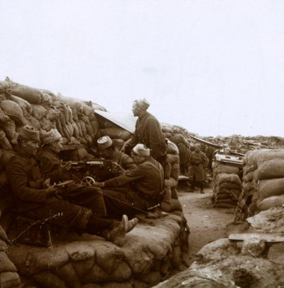 Zouaves az Yser folyó közelében, Nieuwpoort, Flandria, Belgium, c1914-c1918 alkotó: Unbekannt