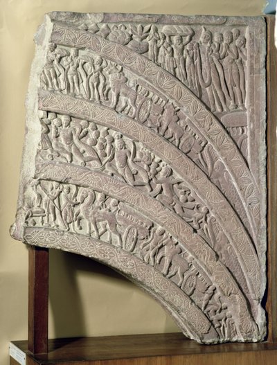 Architrave egy átjáróból, vörös homokkő, Mathura, UP, Kr.u. 2. század alkotó: Unbekannt Unbekannt