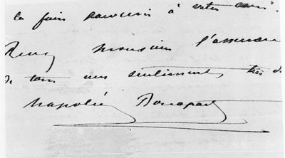 Napóleon Bonaparte (1769-1821) kézírása és aláírása (toll és tinta papíron) alkotó: Unbekannt Unbekannt