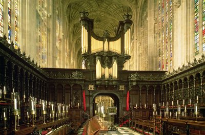 Belső nézet a folyosóval és az orgonával, Kings College Chapel, Cambridge alkotó: Unbekannt Unbekannt
