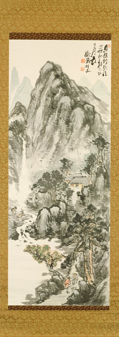 Tessai Tomioka (1836-1924) visszavonulása a hegyekben (színes fatömbnyomat) alkotó: Unbekannt Unbekannt