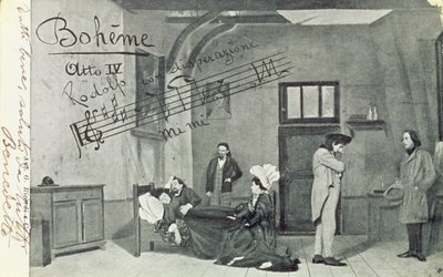 Jelenet Giacomo Puccini (1858-1924) „La Boheme” című operájának IV. felvonásából (bw fotó) alkotó: Unbekannt Unbekannt