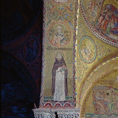 Szent Domonkos és Szent Miklós, mozaik a Szent Márk-bazilika átriumában (lásd még: 60046-7) alkotó: Unbekannt Unbekannt