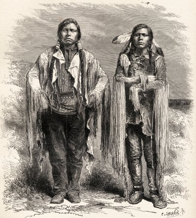 Két utei indián, illusztráció a „The World in the Hands”-ből, Charles Laplante (megh. 1903) metszete, 1878-ban megjelent alkotó: Unbekannt Unbekannt