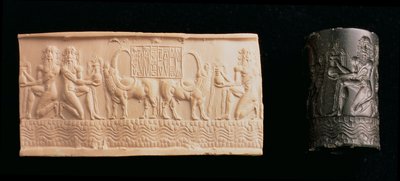 00326 Shar-kali-sharri, Akkád királya, Mezopotámia hengerpecsétje, ie 2340-2100 körül (fekete márvány) alkotó: Unbekannt